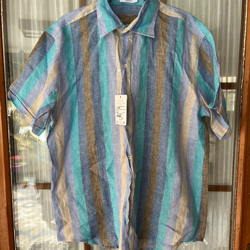Italian Striped Linen Button Down Shirt